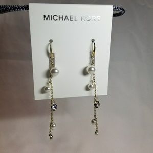 NWT Michael Kors Pearl & Crystal Drop Earrings